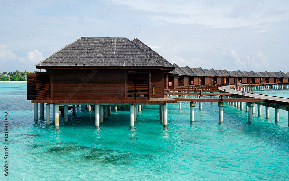 water villas on a exotic maldives island