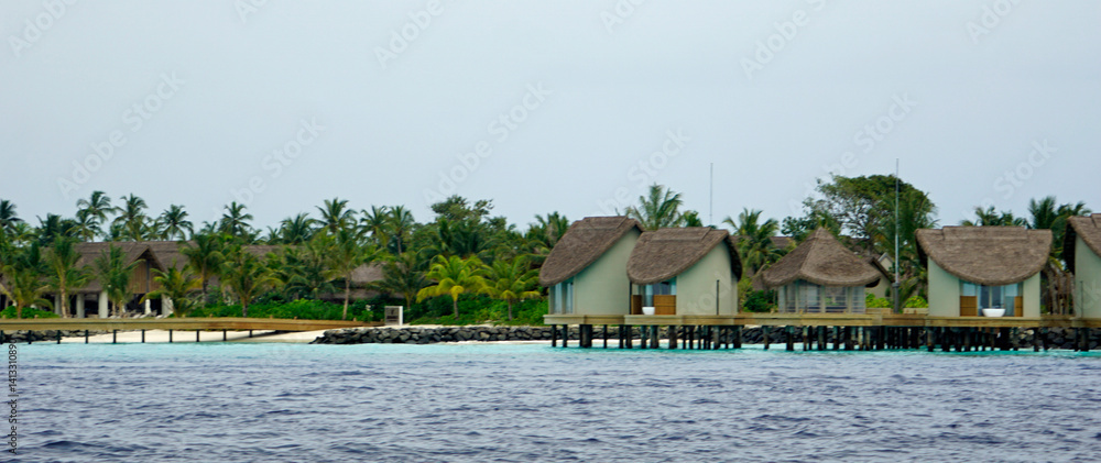 water villas on a exotic maldives island