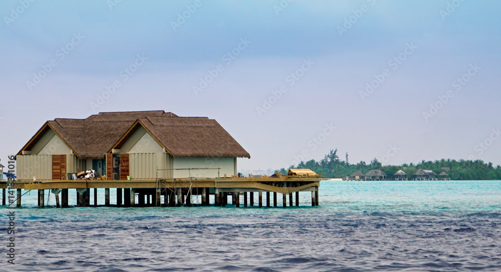 water villas on a exotic maldives island