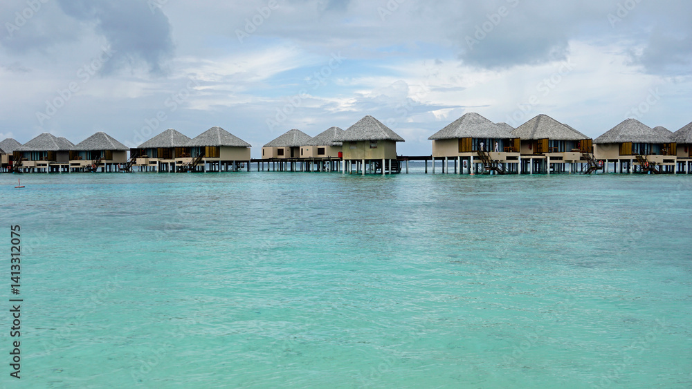 water villas on a exotic maldives island
