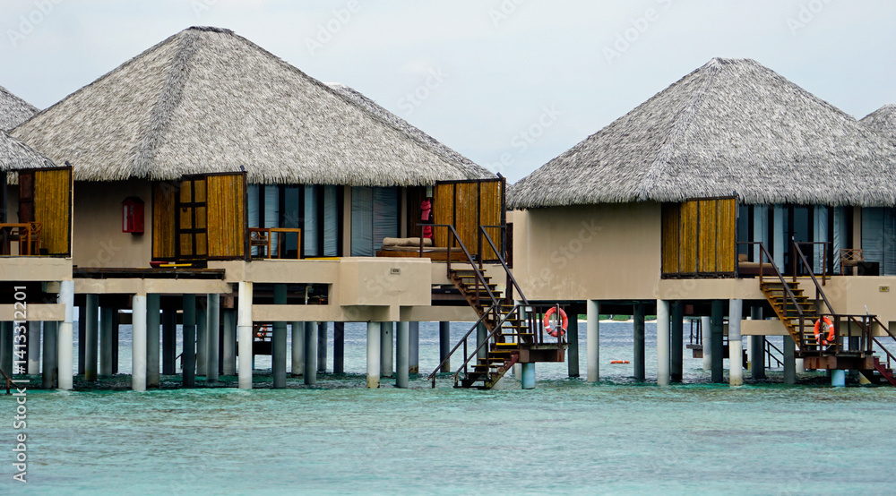 water villas on a exotic maldives island