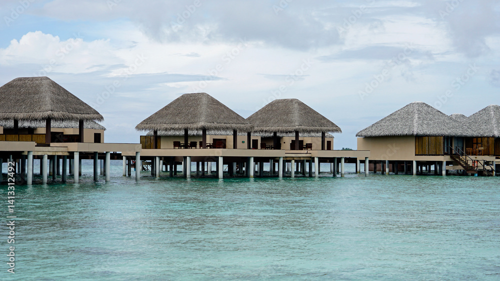 water villas on a exotic maldives island