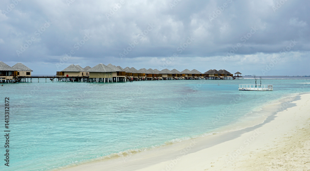 water villas on a exotic maldives island