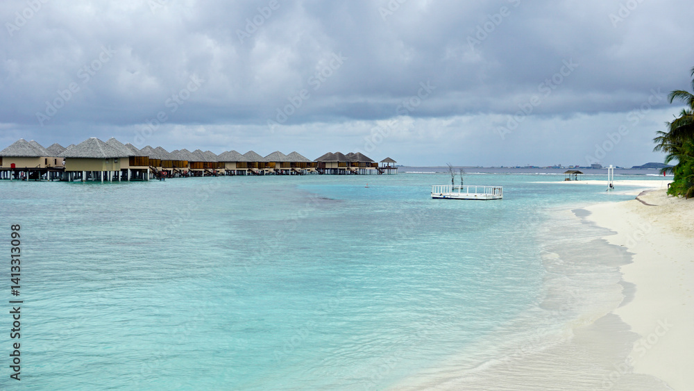 water villas on a exotic maldives island