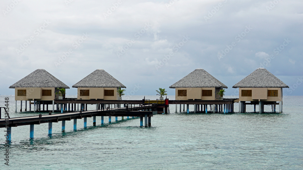 water villas on a exotic maldives island