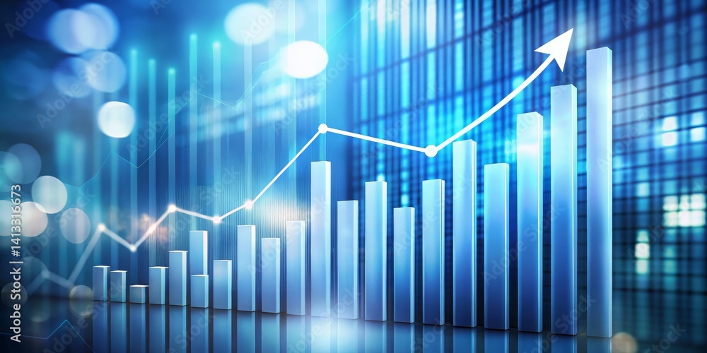 Blue Bar Graph with Upward Arrow, Financial Growth, Business Success, Investment ,bar graph, success, finance Blue Bar Graph with Upward Arrow, Financial Growth, Business Success, Investment ,bar graph, success, finance