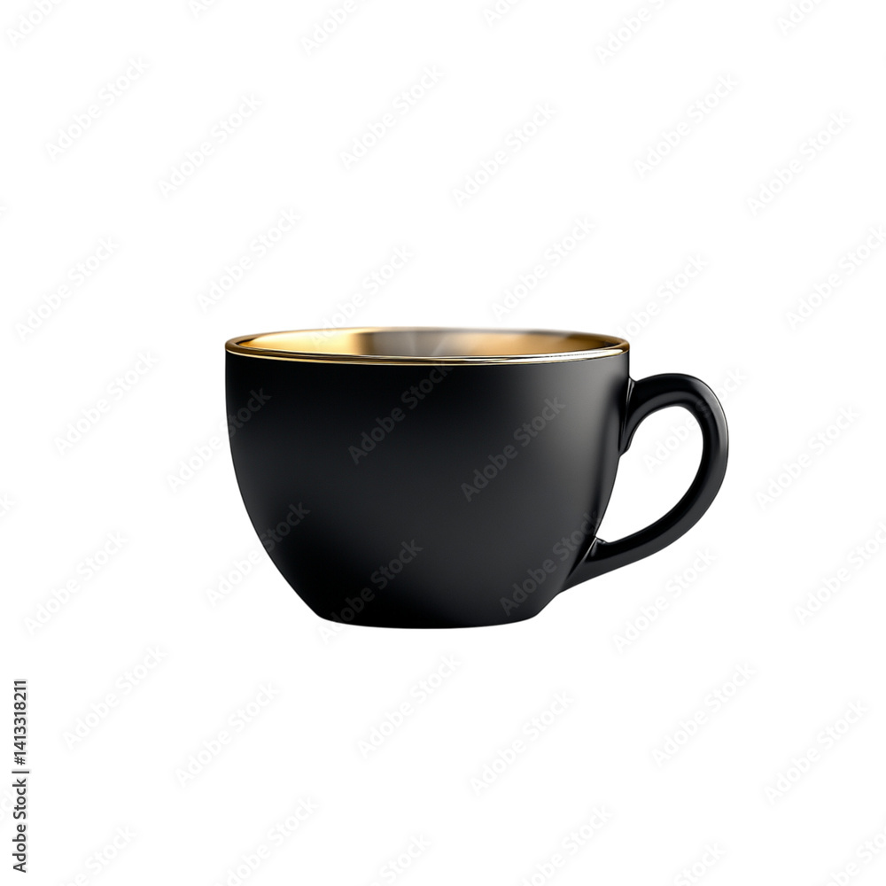 A black coffee and tea cup with white background A black coffee and tea cup with white background
