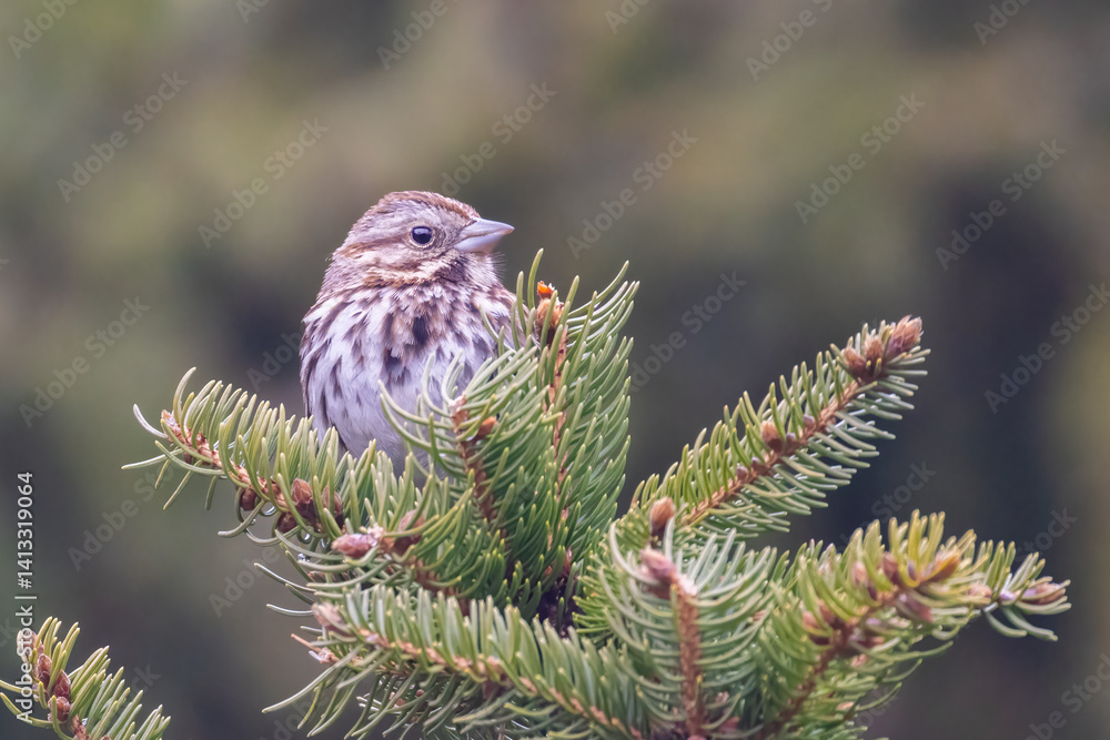 song sparrow (Melospiza melodia) in spring