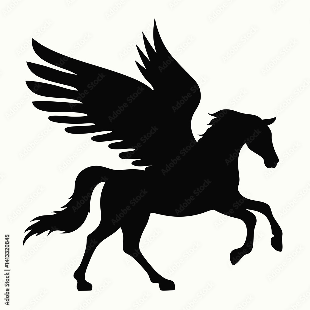 Fototapeta premium Mythical Winged Horse Pegasus Silhouette