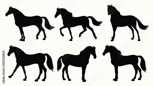set of horse silhouettes