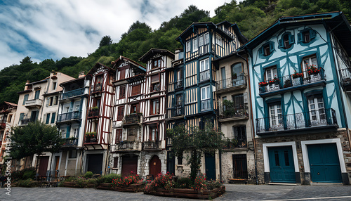 Basque country half-timbered houses - AI photography