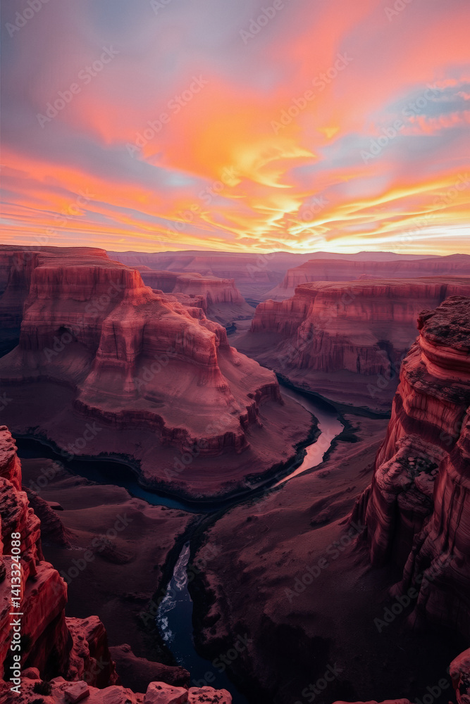 Grand Canyon Sunrise over a Winding River