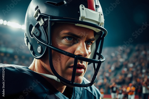 Obraz na płótnie Focused American Football Player in Helmet w salonie