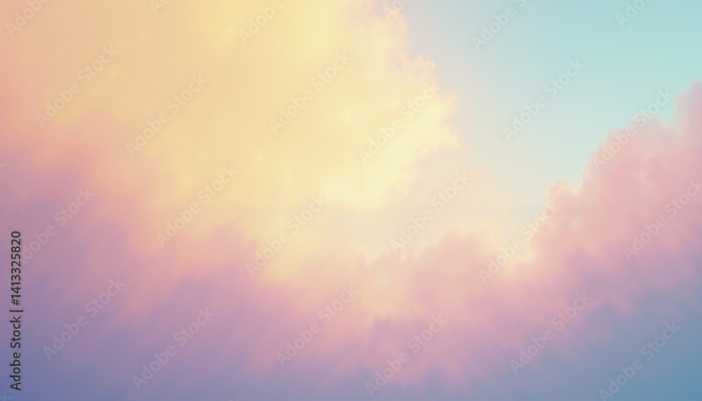 Obraz premium Soft pastel clouds with a gradient sky at sunset for calming backgrounds