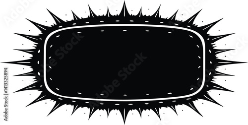 Black vintage frame with spiky edges, vector illustration.