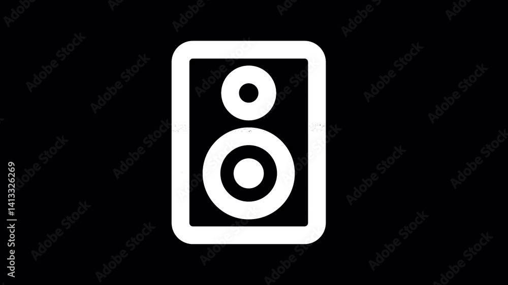 Icon speaker is distorted. Glitch. Noise, chromatic aberration, geometric distortion. Transparent background, looped. In-Out looped. Alpha BW at the end Icon speaker is distorted. Glitch. Noise, chromatic aberration, geometric distortion. Transparent background, looped. In-Out looped. Alpha BW at the end