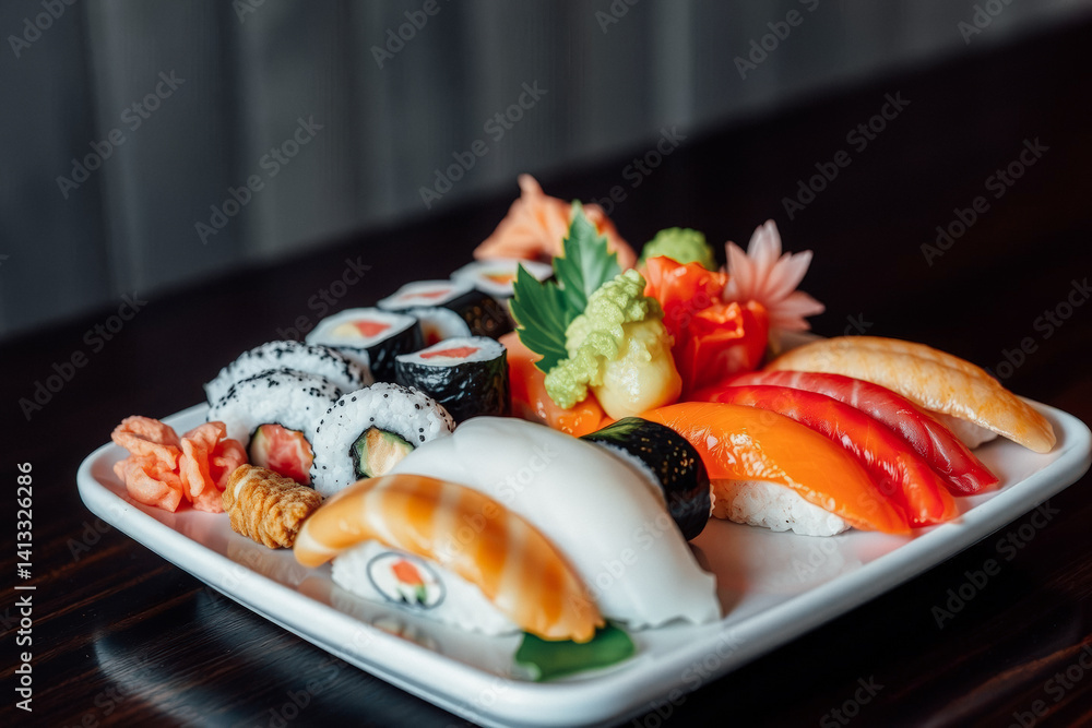 Colorful Sushi Platter Selection