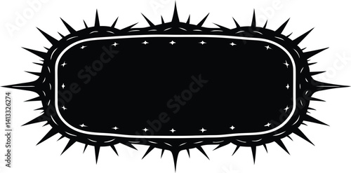Black vintage frame with spiky edges, vector illustration.