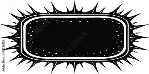 Black vintage frame with spiky edges, vector illustration.