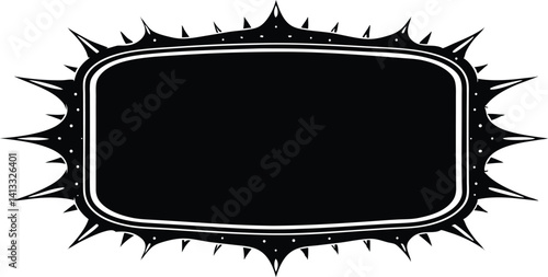 Black vintage frame with spiky edges, vector illustration.