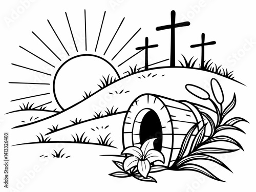 Easter Sunday Resurrection Christian Religious Illustration
