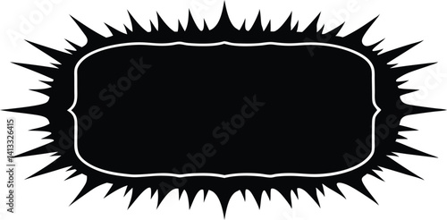 Black vintage frame with spiky edges, vector illustration.