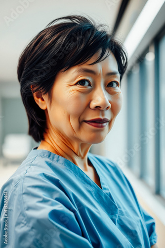 Obraz na płótnie Confident Senior Asian Female Doctor Portrait w salonie