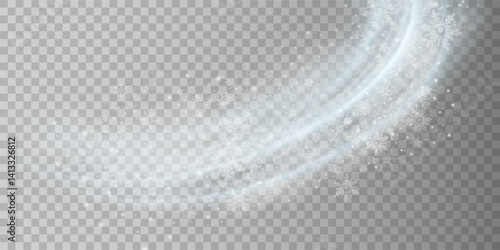 Air flow Isolated PNG and vector isolated. Effect of winter air and wind stream waves effect in blue color.