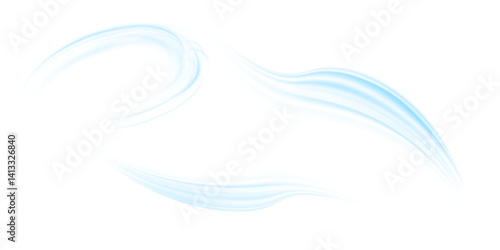 Air flow Isolated PNG and vector isolated. Effect of winter air and wind stream waves effect in blue color.