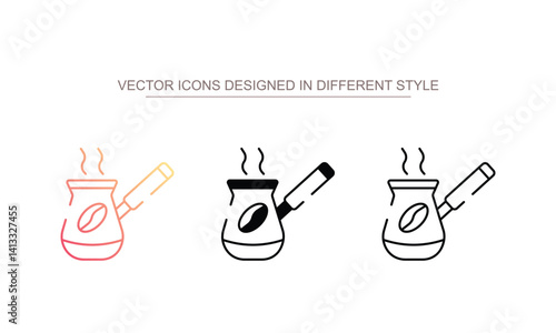 Turkish Coffee icon design with white background stock illustration