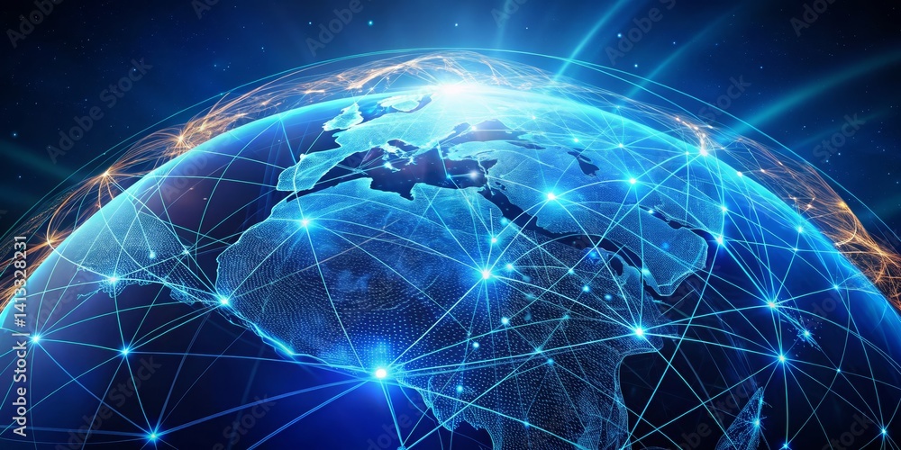 Global Network Connection Digital Globe with Glowing Lines and Nodes, Digital Art, Network, Data, Technology, Internet, Global Global Network Connection Digital Globe with Glowing Lines and Nodes, Digital Art, Network, Data, Technology, Internet, Global