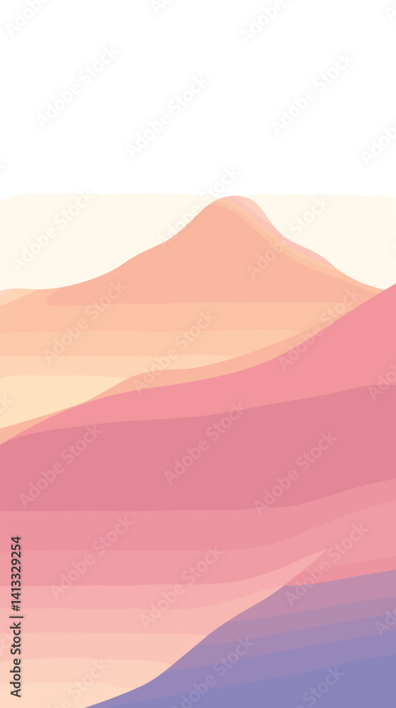 Abstract pastel landscape with soft gradient hills in warm tones flat vector illustration Abstract pastel landscape with soft gradient hills in warm tones flat vector illustration