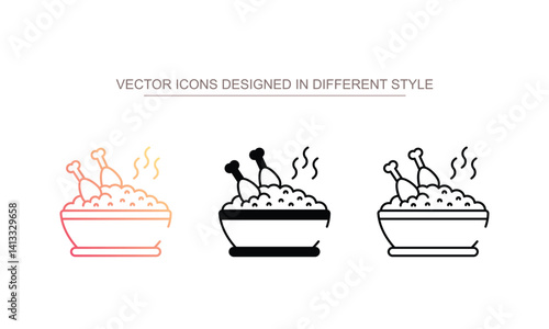Chicken Biryani icon design with white background stock illustration