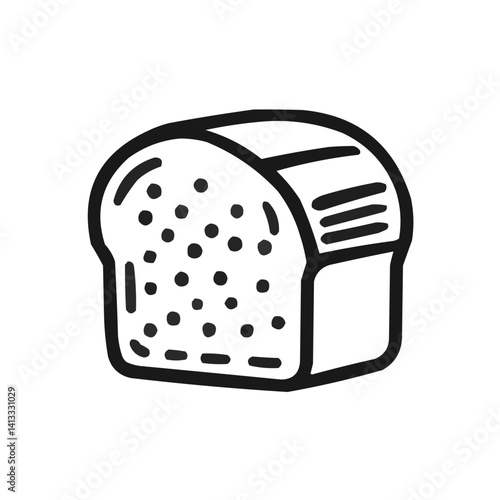 Simple black and white line icon of a loaf of bread