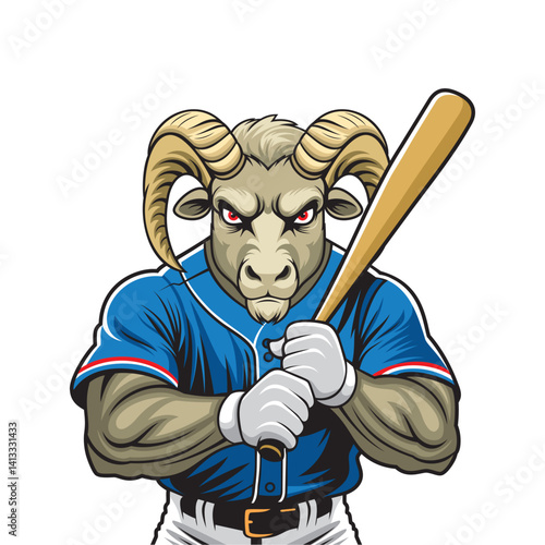 baseball mascot vector illustration ram baseball design
