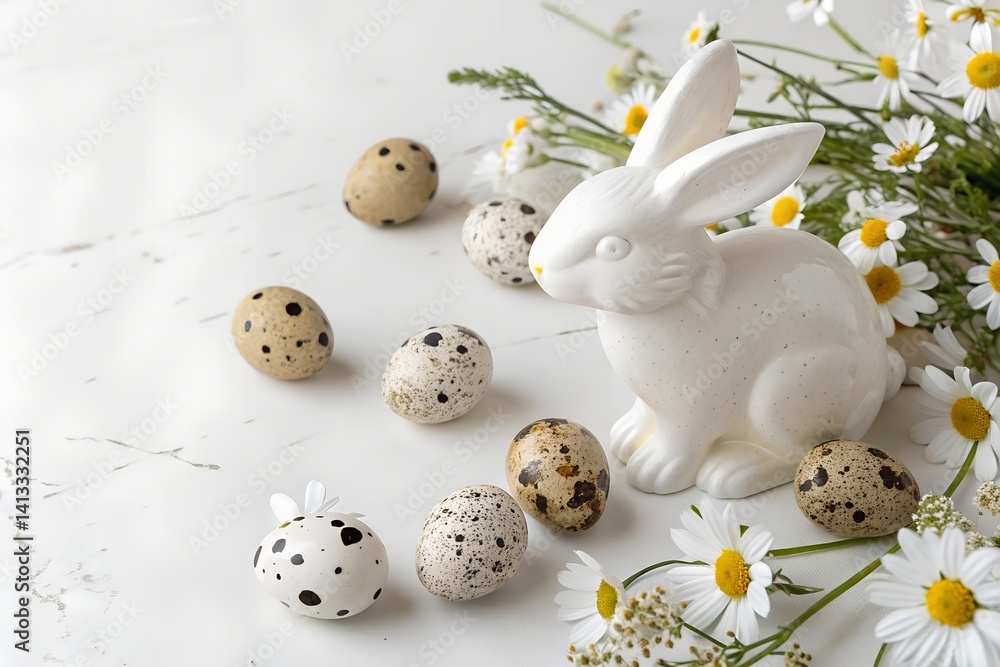 Obraz premium Easter Bunny with Chocolate Treats in Floral Setting