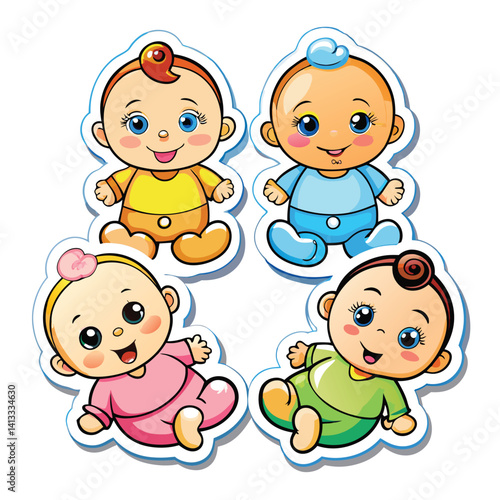 Cute cartoon babies in various outfits (1)