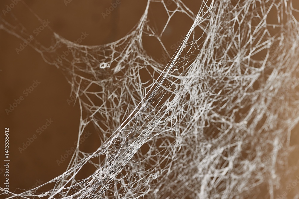Thick old spider web in a cellar