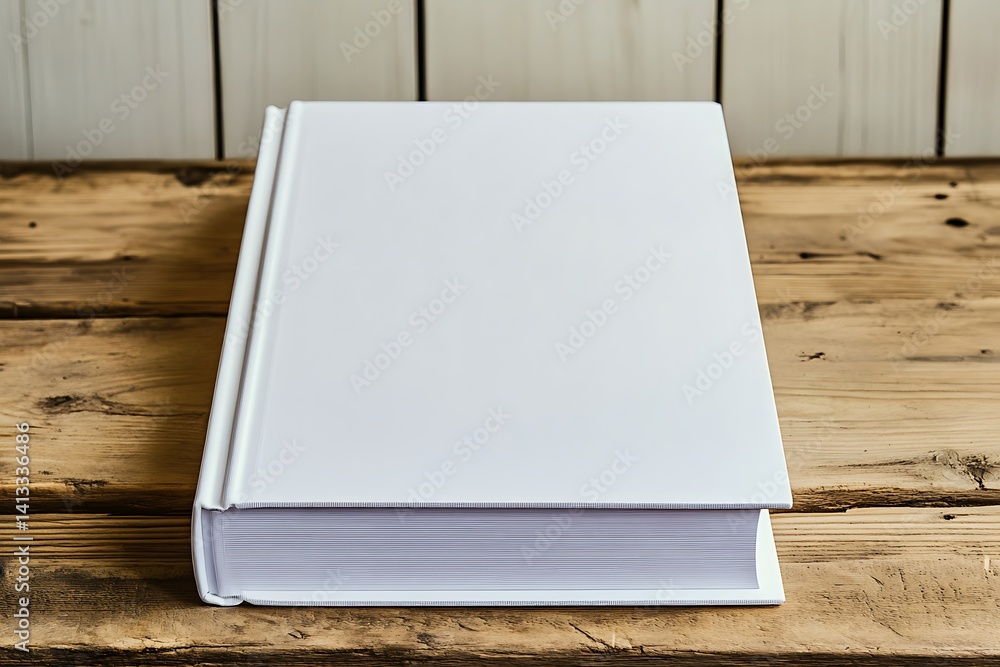 Fototapeta premium Blank white book mockup on grey background. 3d rendering