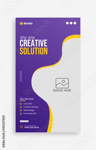 Business marketing agency social media instagram stories template, Vertical banner or flyer template.