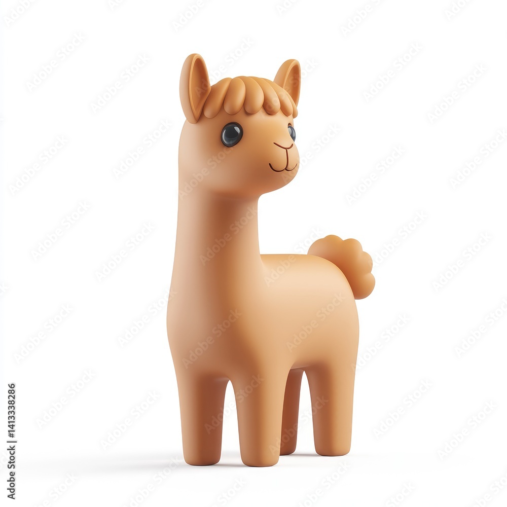Fototapeta premium A light brown, cartoonish llama figurine.