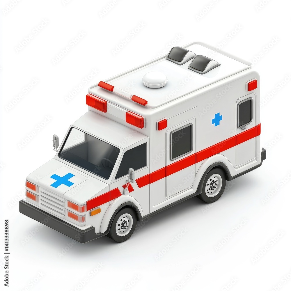 Simplified, cartoonish, emergency vehicle illustration.