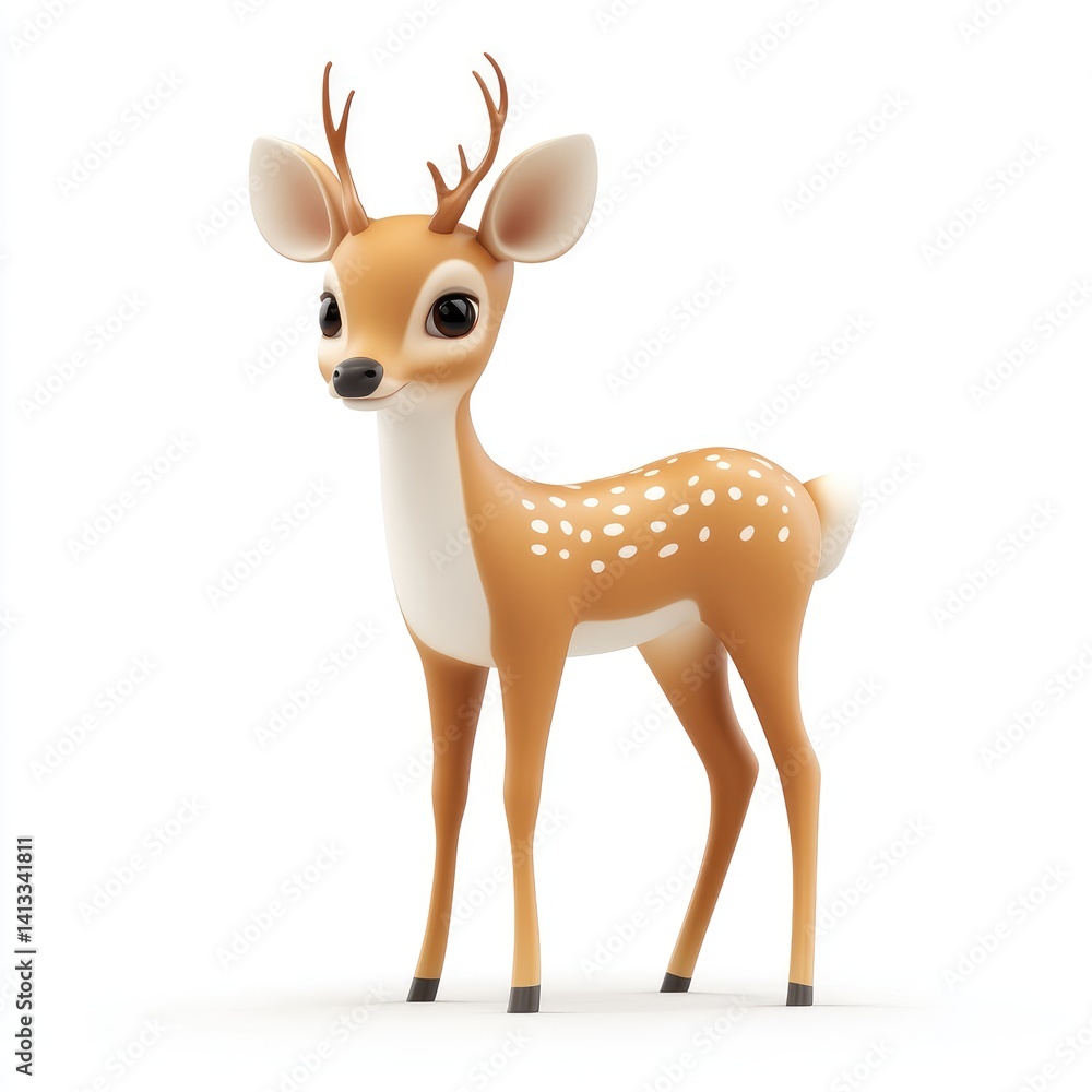 Adorable cartoon deer figurine stands poised.