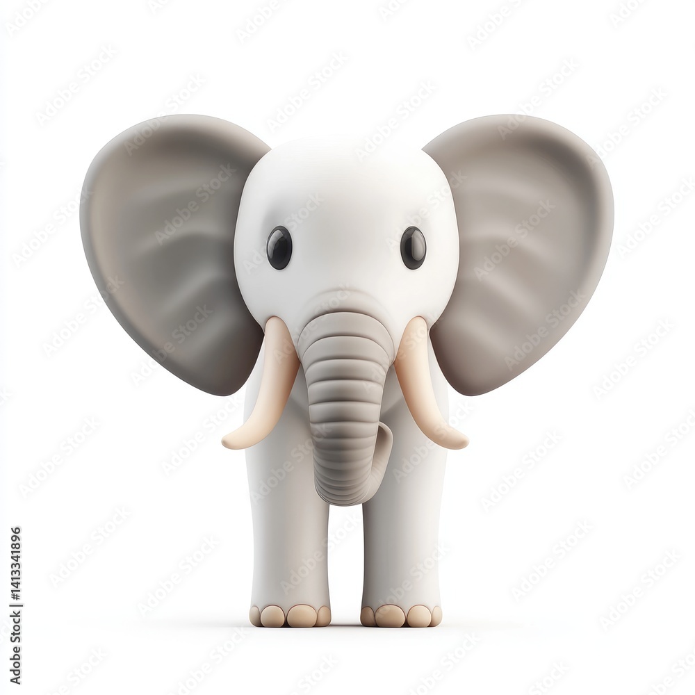 Fototapeta premium Cute cartoon elephant figure stands proudly.