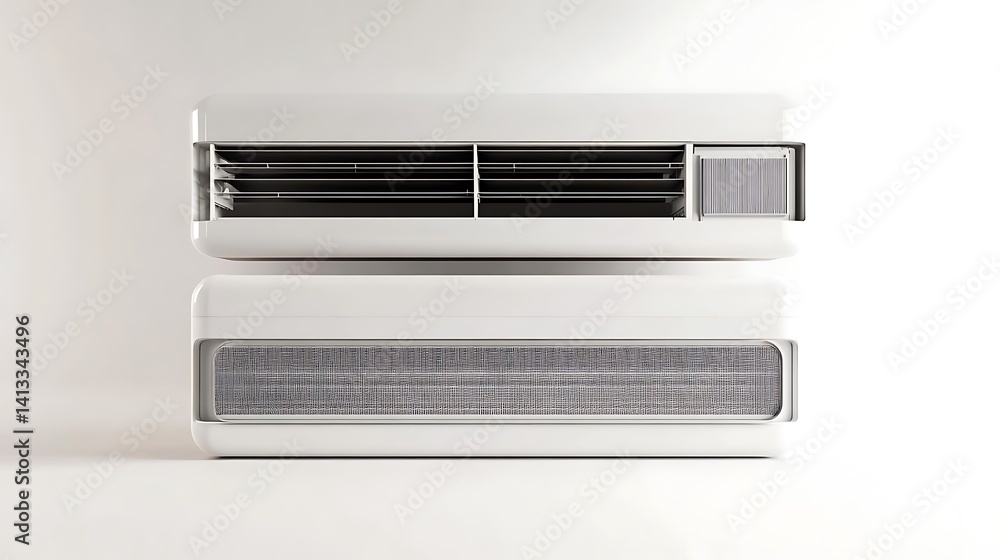 White air conditioning units with studio. White air conditioning units with studio.