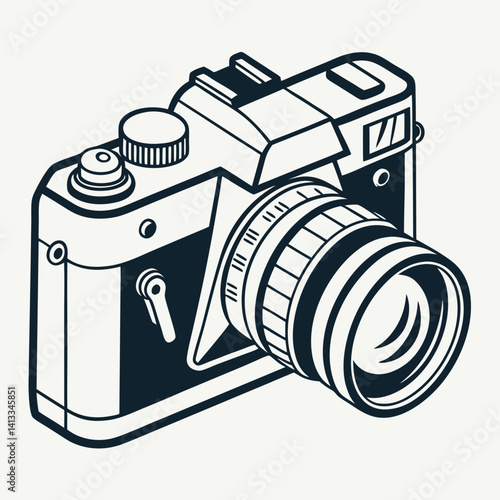 retro camera on white vector 