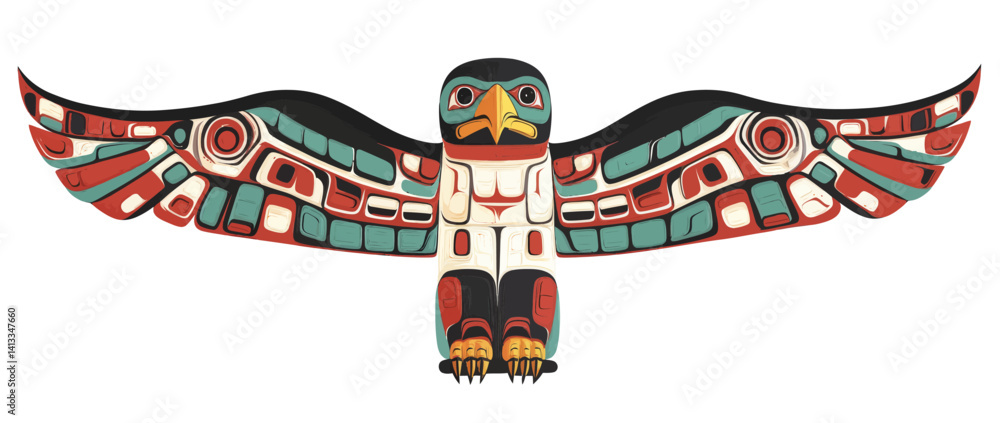 A hand drawn eagle totem is depicted in Duncan's modern illustration style