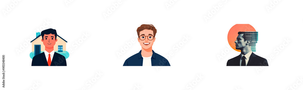 Three men represent real estate, investment, success, cut out transparent Three men represent real estate, investment, success, cut out transparent