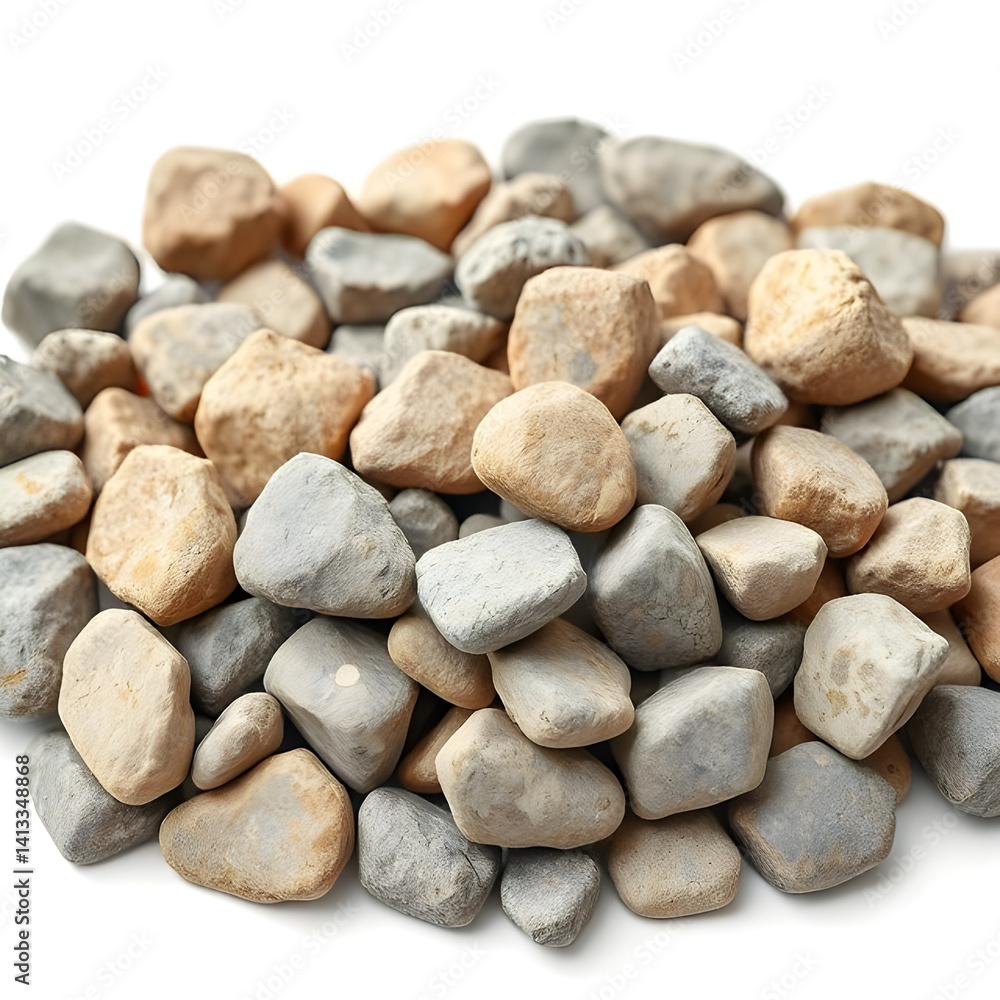 Abstract Heap of Natural Rocks on White Background – Sharp and Photorealistic Abstract Heap of Natural Rocks on White Background – Sharp and Photorealistic