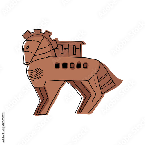 Trojan Horse at Troy icon vector. Hand drawn vector illustration. White background